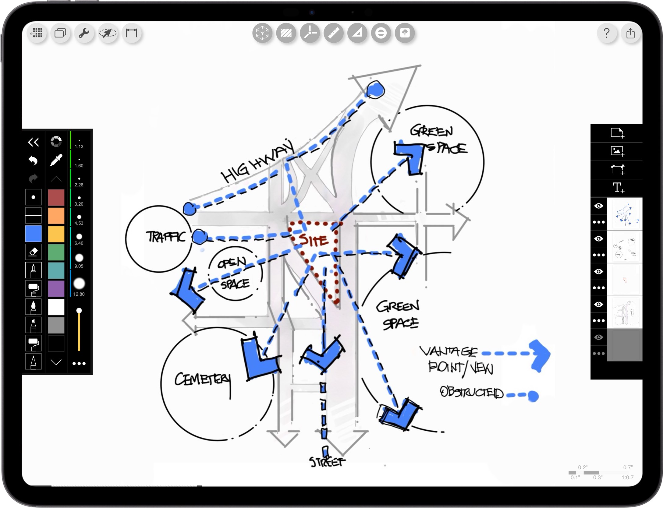 best app for Master Planners Urban Designers_ iPad drawing for Master Planning Urban Design_site plan diagram